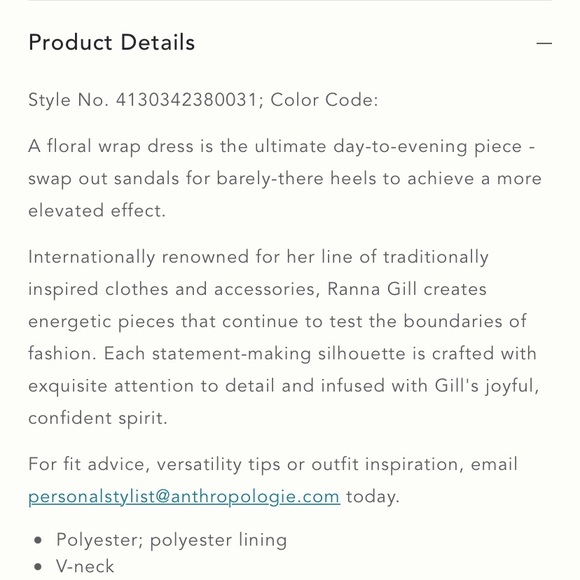 DONATED: Anthropologie; Ranna Gill; Botania Wrap Dress; Sz: M - Picture 5 of 11